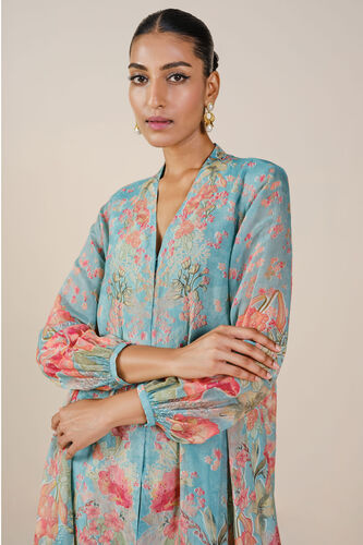 Nyneve Printed Mul Kurta Set - Aqua, Aqua, image 4
